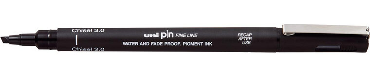 Uni Pin fineliner, schuine punt, 3,0 mm, zwart