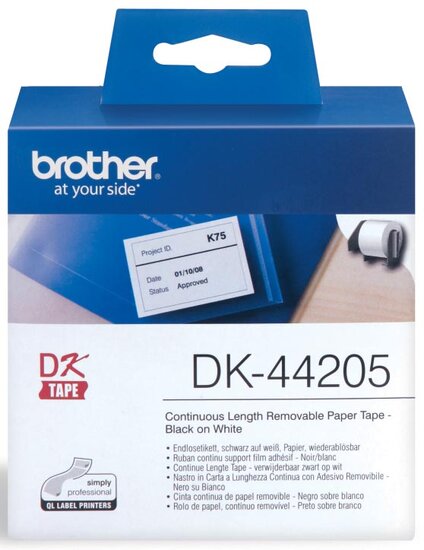 Brother doorlopende labelrol voor QL, ft 62 mm x 30,48 m, papier, verwijderbaar