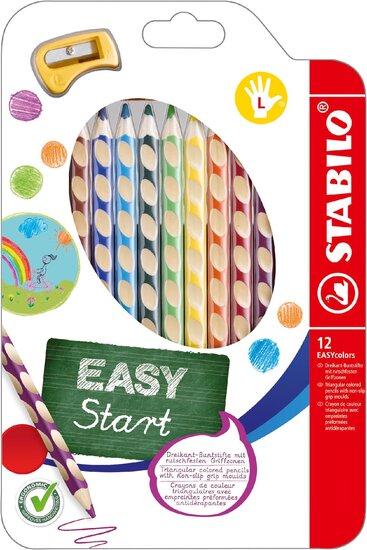 STABILO EASYstart kleurpotlood, linkshandig, etui van 12 stuks, assorti