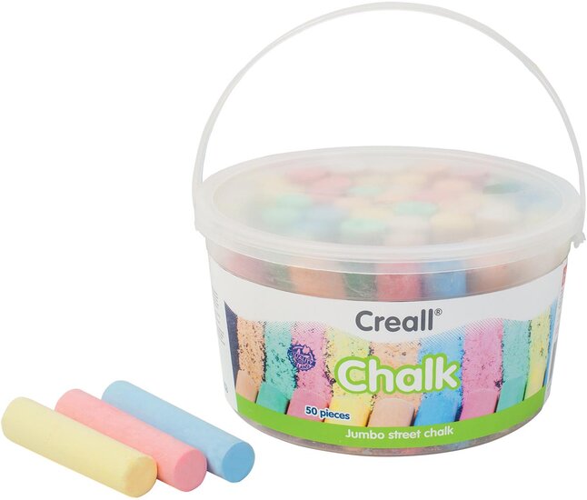 Havo stoepkrijt Chalk emmertje van 50 stuks