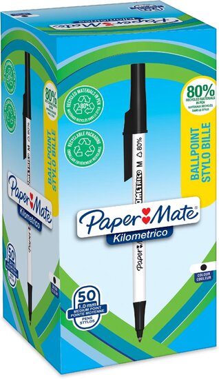 Paper Mate balpen Kilometrico, medium, doos van 50 stuks, zwart