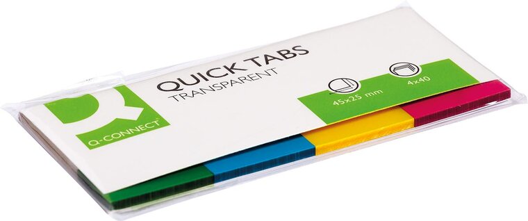 Q-CONNECT Quick Tabs, ft 25 x 45 mm, 4 x 40 tabs, geassorteerde kleuren