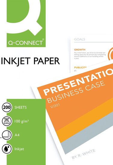 Q-CONNECT inkjet papier, ft A4, 100 g, pak van 200 vel, wit