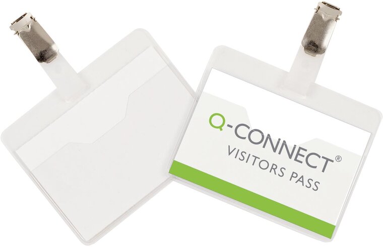 Q-CONNECT badge met clip 90 x 60 mm, doos van 25 stuks