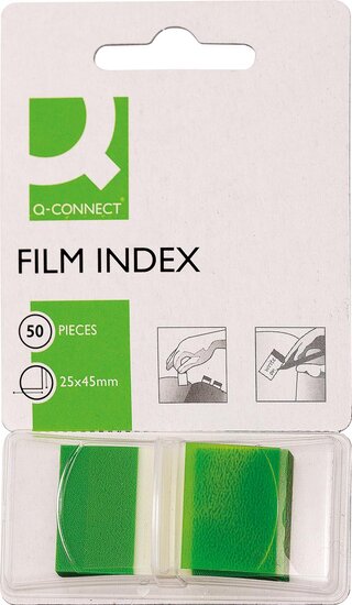 Q-CONNECT index, ft 25 x 45 mm, 50 tabs, groen