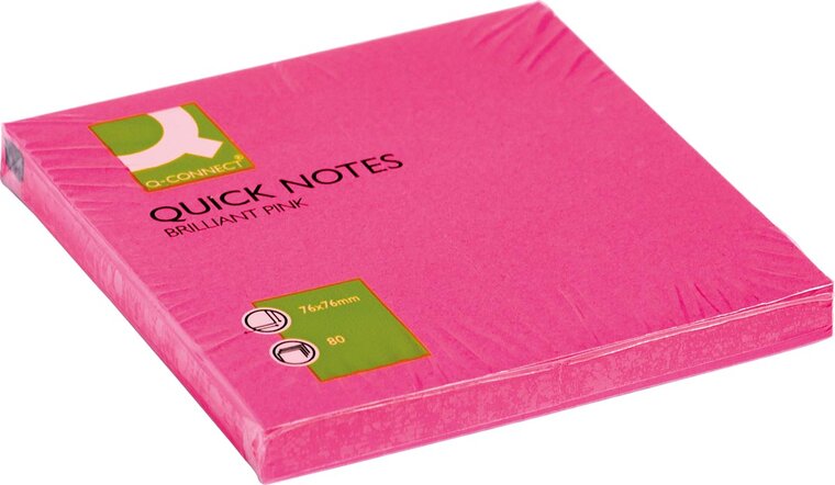 Q-CONNECT Quick Notes, ft 76 x 76 mm, 80 vel, neonroze