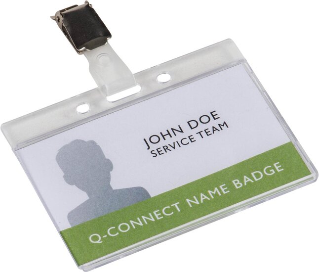 Q-CONNECT badge met clip 85 x 54 mm