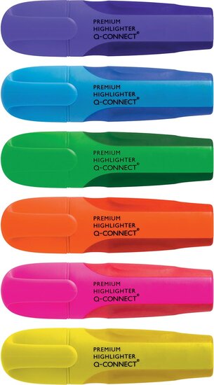 Q-CONNECT Premium markeerstift, geassorteerde kleuren, pak van 6 stuks