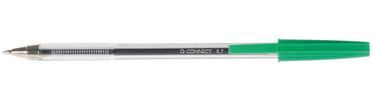 Q-CONNECT balpen, met dop, 0,7 mm, medium punt, groen