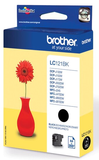 Brother inktcartridge, 300 pagina&#039;s, OEM LC-121BK, zwart