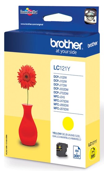 Brother inktcartridge, 300 pagina&#039;s, OEM LC-121Y, geel