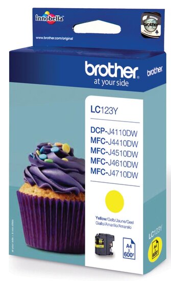 Brother inktcartridge, 600 pagina&#039;s, OEM LC-123Y, geel