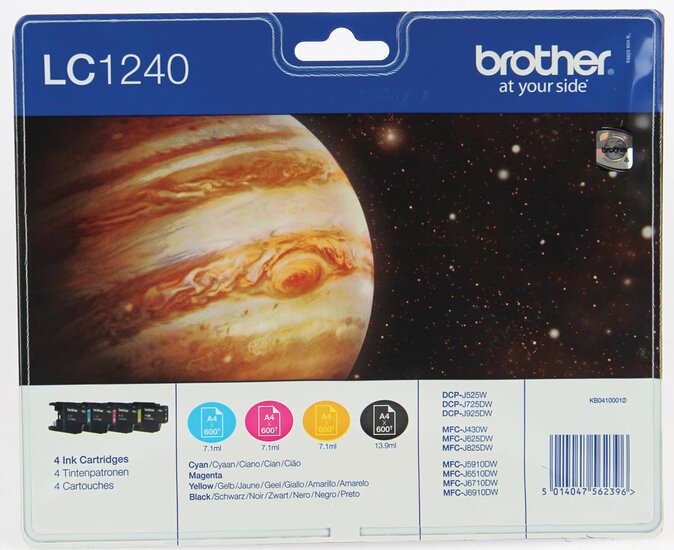 Brother inktcartridge, 600 pagina&#039;s, OEM LC-1240VALBP, 4 kleuren