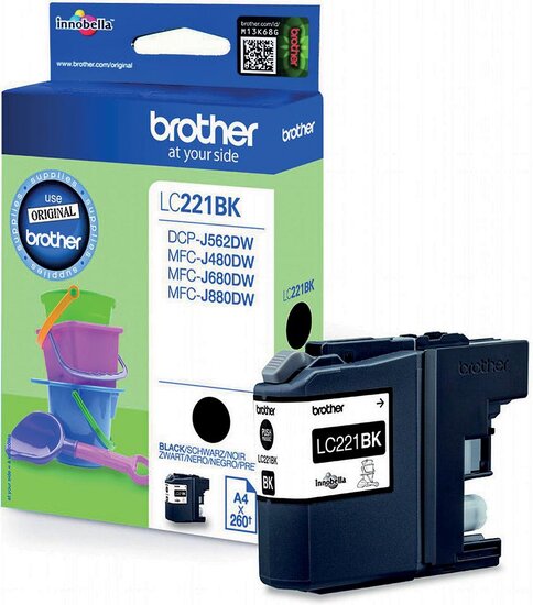 Brother inktcartridge, 260 pagina&#039;s, OEM LC-221BKBP, zwart