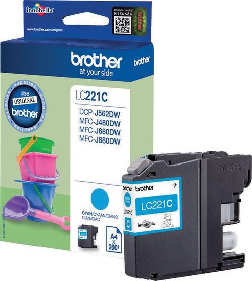 Brother inktcartridge, 260 pagina&#039;s, OEM LC-221CBP, cyaan