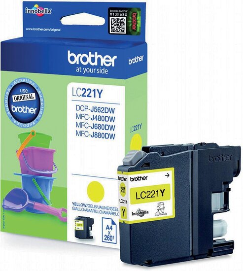 Brother inktcartridge, 260 pagina&#039;s, OEM LC-221YBP, geel