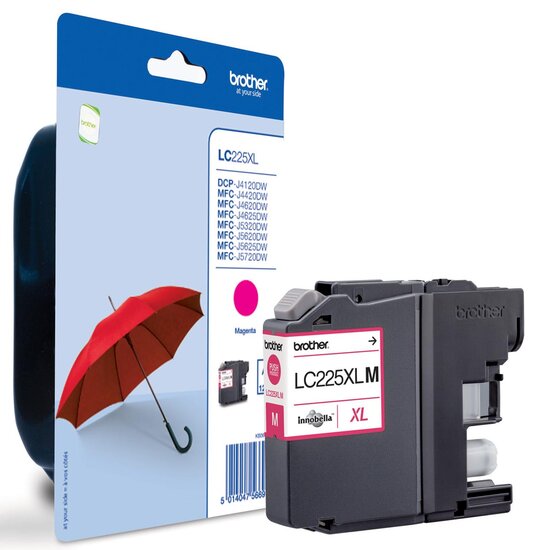 Brother inktcartridge, 1200 pagina&#039;s, OEM LC-225XLM, magenta, op blister