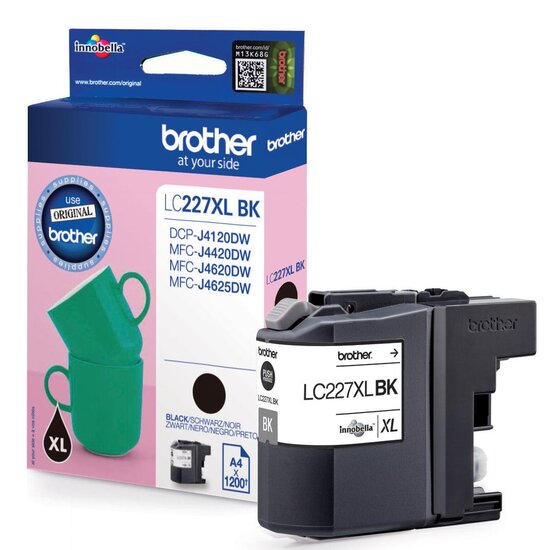 Brother inktcartridge, 1.200 pagina&#039;s, OEM LC-227XLBK, zwart, op blister