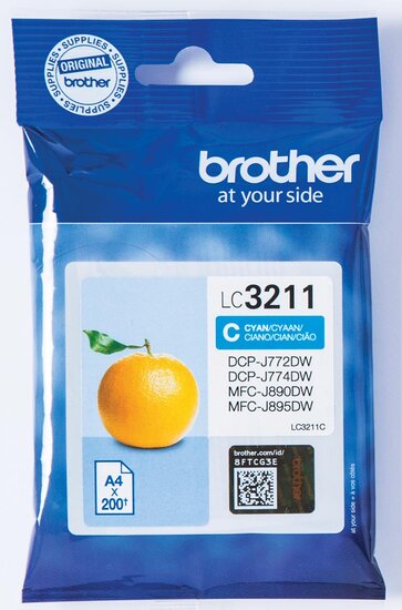 Brother inktcartridge, 200 pagina&#039;s, OEM LC-3211C, cyaan