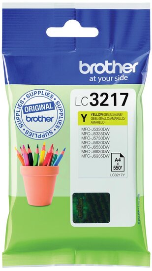 Brother inktcartridge, 550 pagina&#039;s, OEM LC-3217Y, geel