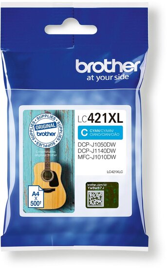 Brother inktcartridge,  500 pagina&#039;s, OEM LC-421XLC, cyaan