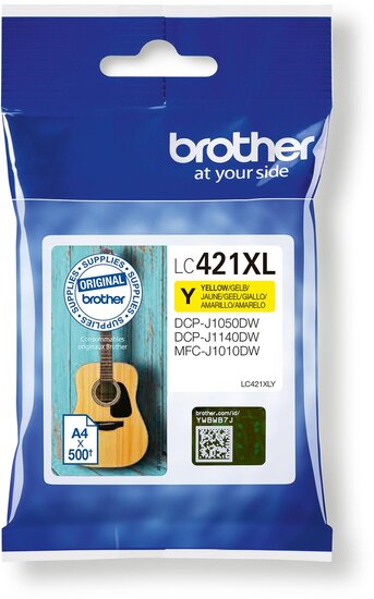 Brother inktcartridge,  500 pagina&#039;s, OEM LC-421XLY, geel