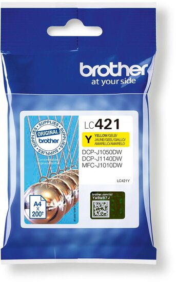 Brother inktcartridge,  200 pagina&#039;s, OEM LC-421Y, geel