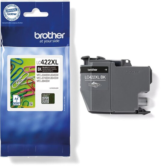 Brother inktcartridge, 3.000 pagina&#039;s, OEM LC-422XLBK, zwart