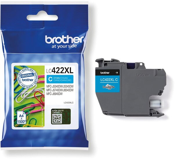 Brother inktcartridge, 1.500 pagina&#039;s, OEM LC-422XLC, cyaan