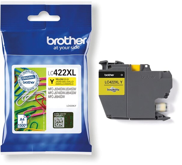 Brother inktcartridge, 1.500 pagina&#039;s, OEM LC-422XLY, geel