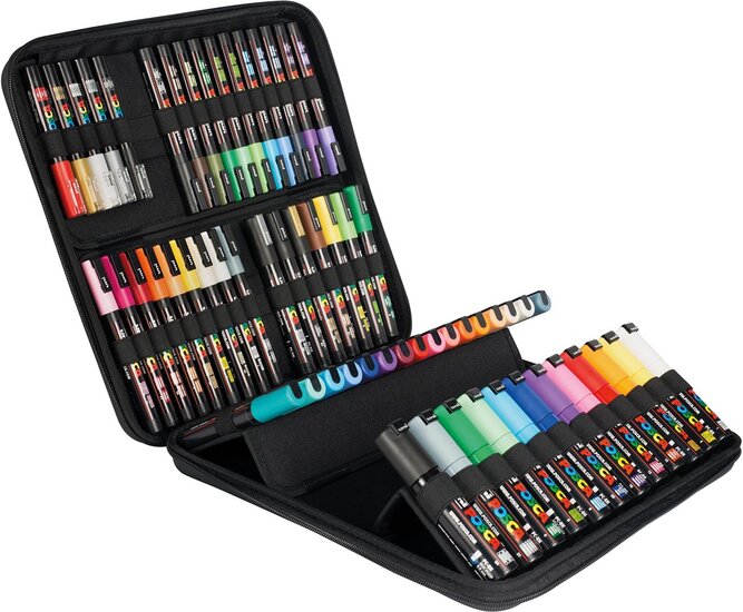 Posca paintmarker in luxe koffer, 60 stuks, assorti