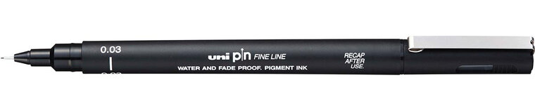 Uni Pin fineliner, ronde punt, 0,03 mm, zwart