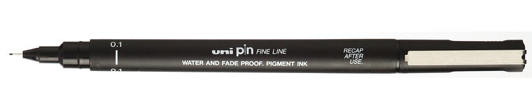 Uni Pin fineliner, ronde punt, 0,1 mm, zwart