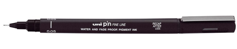 Uni Pin fineliner, ronde punt, 0,05 mm, zwart