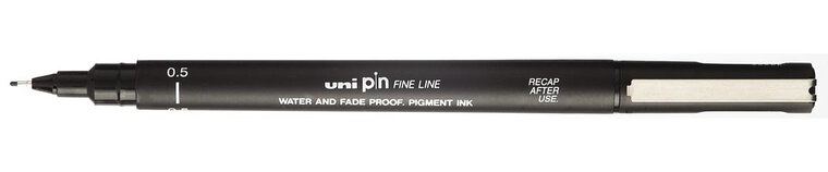 Uni Pin fineliner, ronde punt, 0,5 mm, zwart