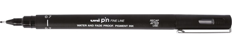 Uni Pin fineliner, ronde punt, 0,7 mm, zwart