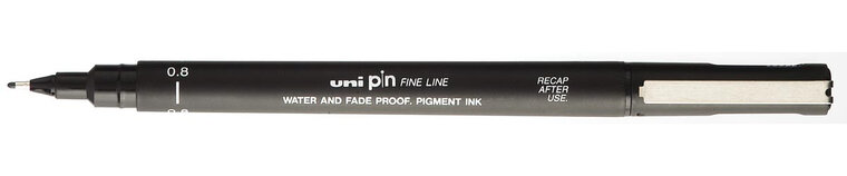 Uni Pin fineliner, ronde punt, 0,8 mm, zwart