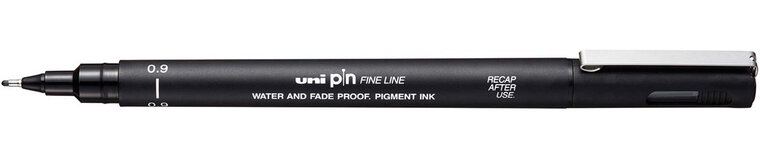 Uni Pin fineliner, ronde punt, 0,9 mm, zwart