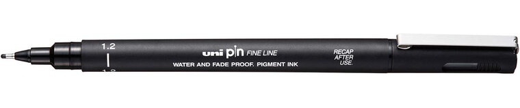 Uni Pin fineliner, ronde punt, 1,2 mm, zwart