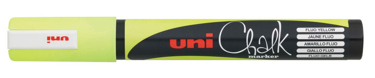 Uni-ball Krijtmarker fluo geel, ronde punt van 1,8 - 2,5 mm