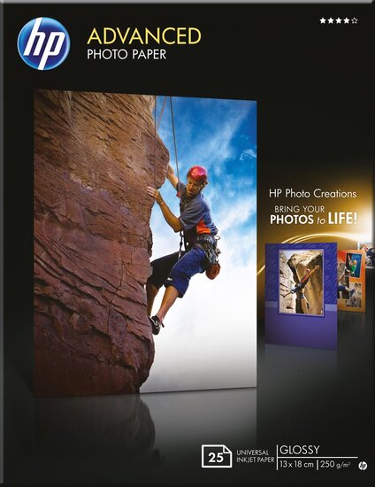 HP Advanced fotopapier ft 13 x 18 cm, 250 g, pak van 25 vel, glanzend