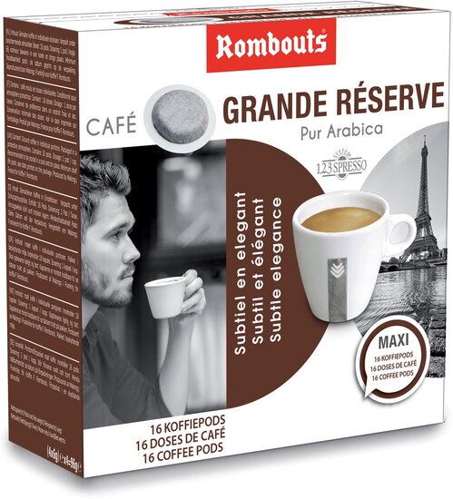 Rombouts koffiepads voor espresso, Grande R&eacute;serve, pak van 16 stuks