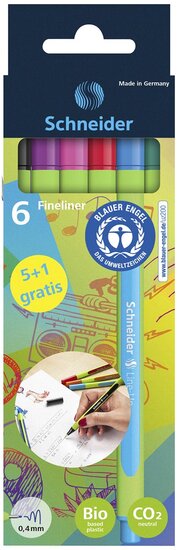 Schneider Line-Up fineliner 0,4 mm, 5 + 1 gratis, assorti