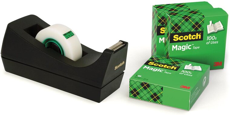 Scotch plakbandafroller zwart + 4 rollen