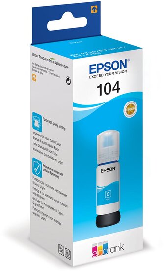 Epson inktfles 104, 7.500 pagina&#039;s, OEM C13T00P240, cyaan