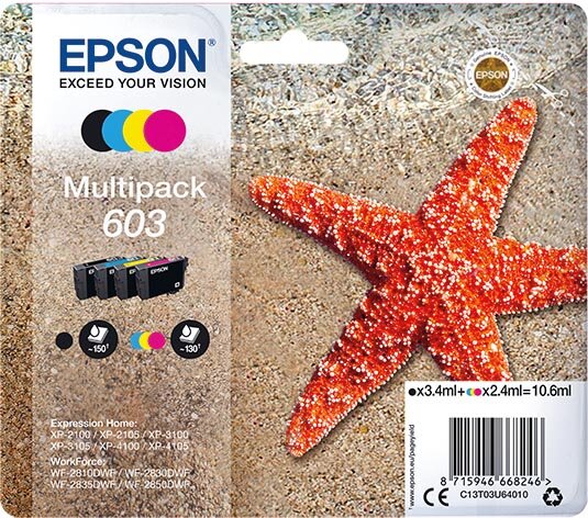 Epson inktcartridge 603, 130-150 pagina&#039;s, OEM C13T03U64010, 4 kleuren