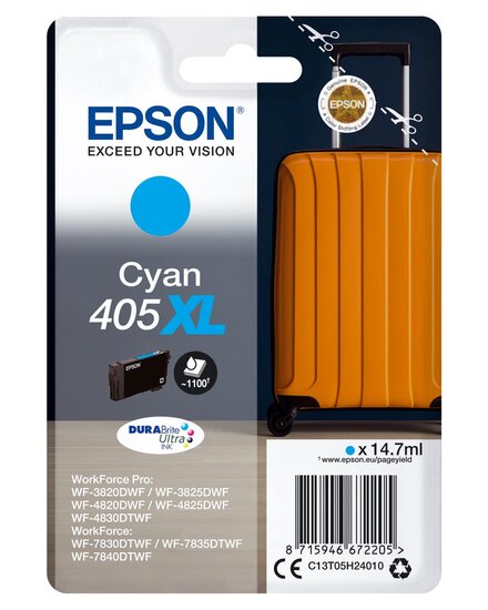 Epson inktcartridge 405XL, 1.100 pagina&#039;s, OEM C13T05H24010, cyaan