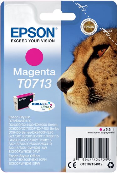 Epson inktcartridge T0713, 250 pagina&#039;s, OEM C13T07134012, magenta