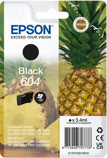 Epson inktcartridge 604, 150 pagina&#039;s, OEM C13T10G14010, zwart