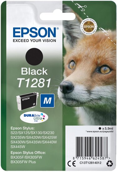 Epson inktcartridge T1281, 170 pagina&#039;s, OEM C13T12814012, zwart